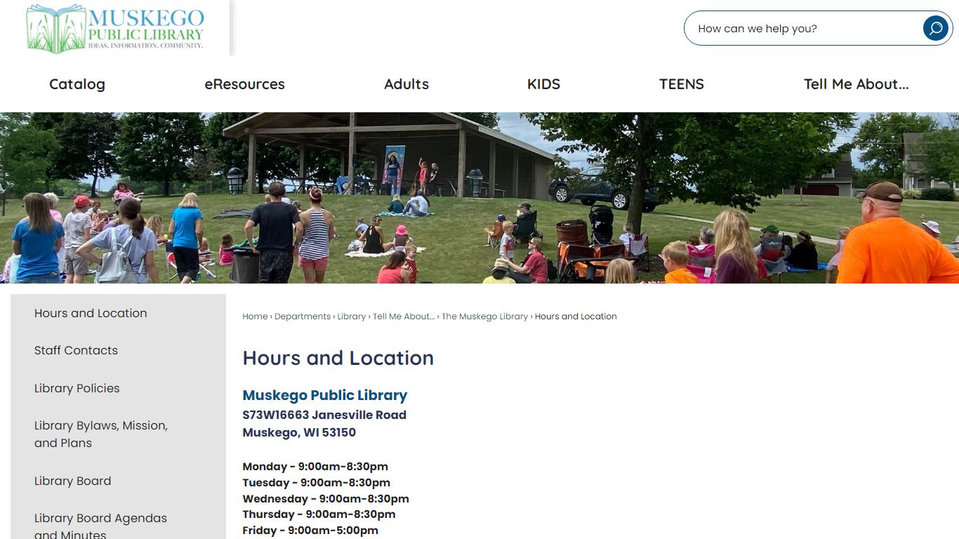 Hours and Location | Muskego, WI - City of Muskego